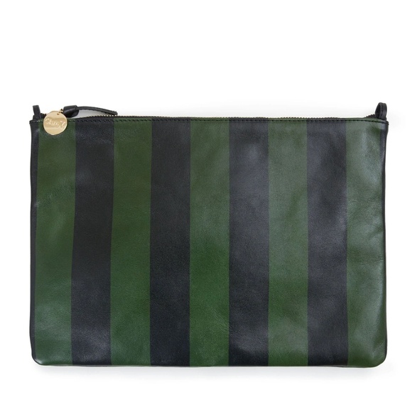 NWT CLARE V FLAT CLUTCH w/ TABS + BRASS CHAIN CROSSBODY STRAP - Picture 9 of 12